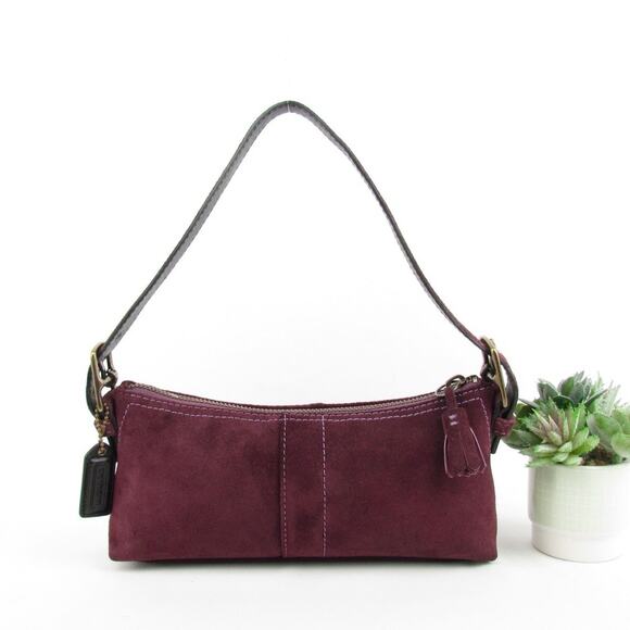 Coach Handbags - Authentic Coach Y2K Vintage Purple / Plum Suede Baguette Bag
